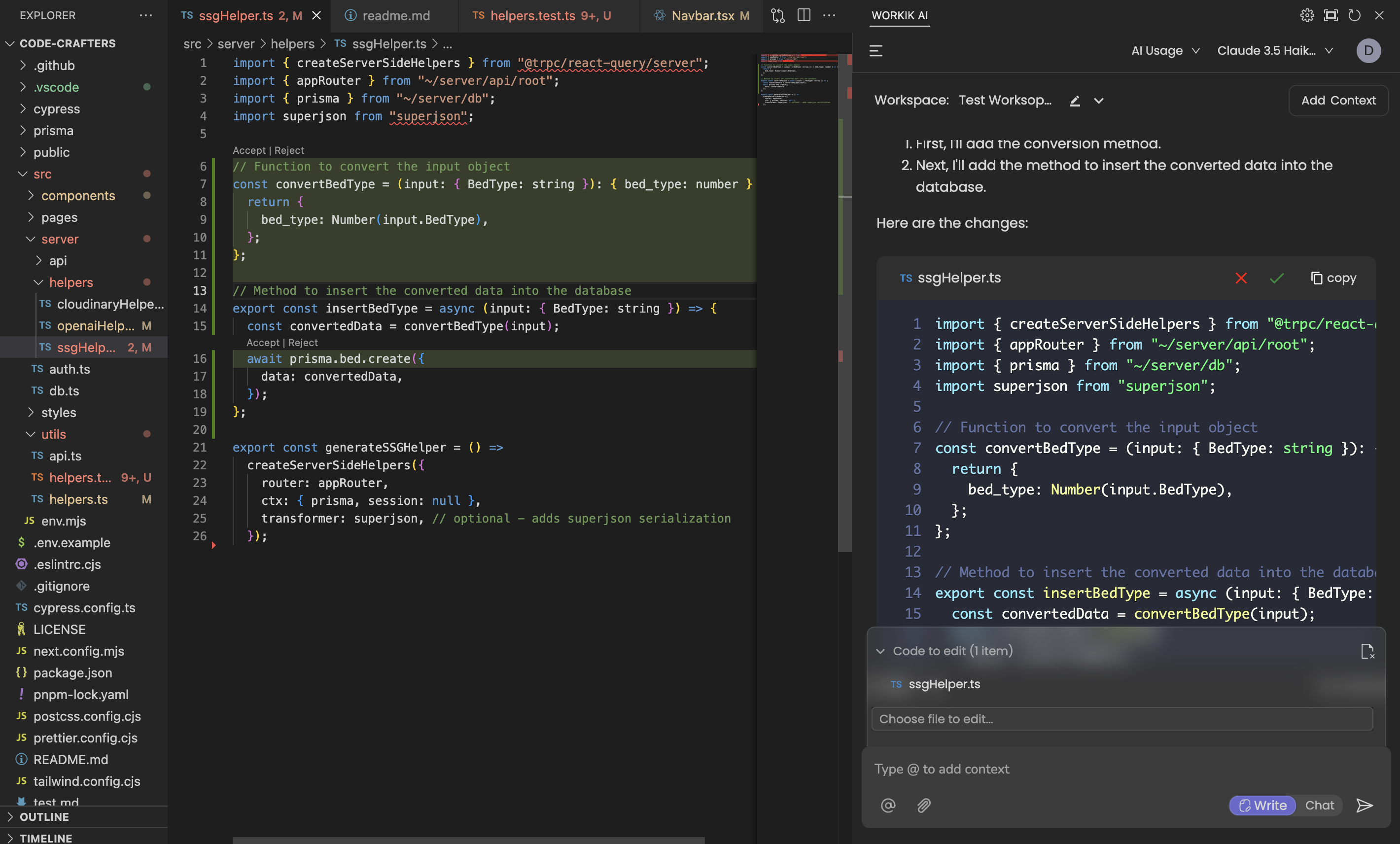 Workik AI workspace creation